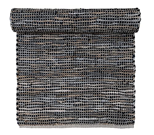 Creative Co-Op Woven Cotton Chindi And Leather Floor Runner Rug, Multicolor #TOP3
