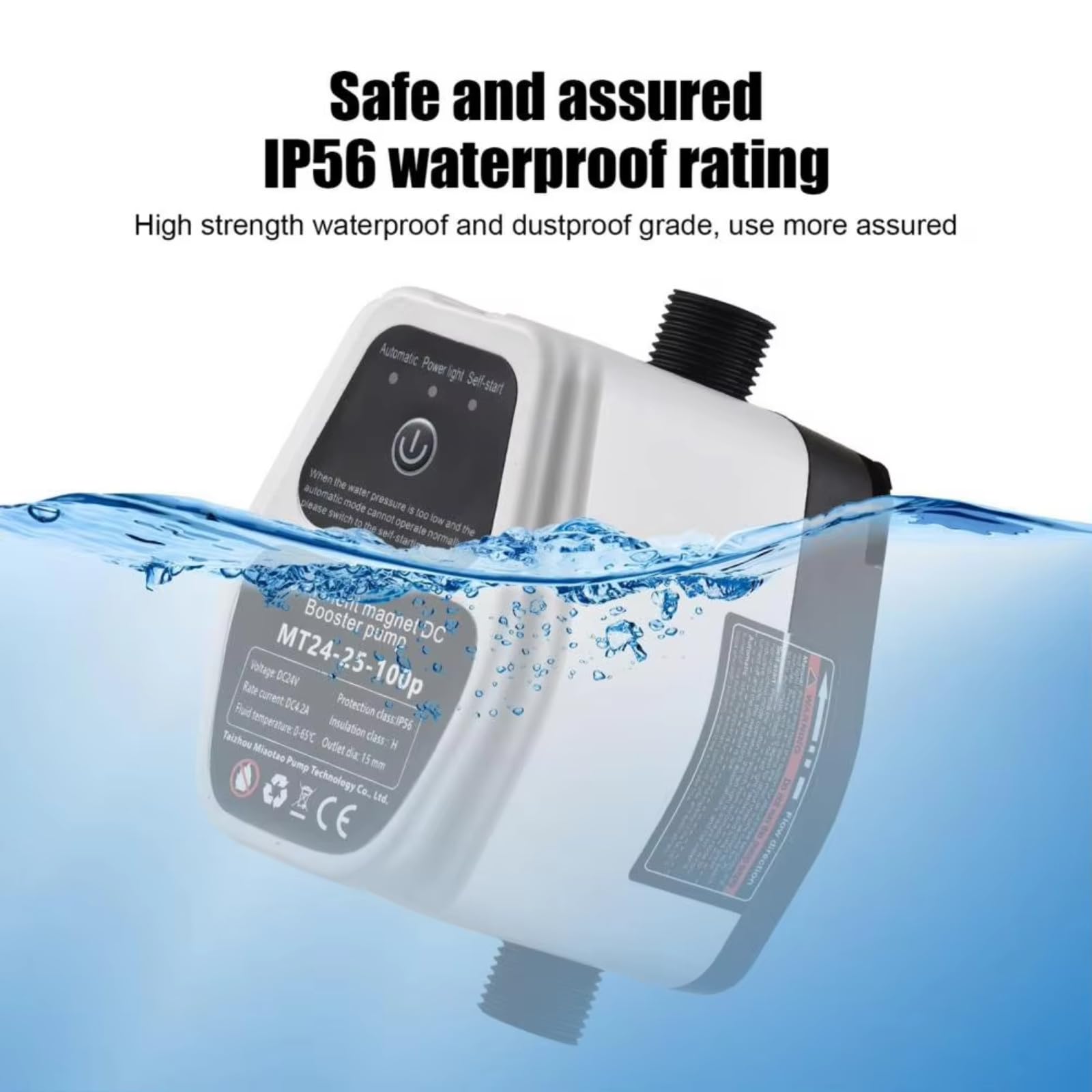 Bomba de Refuerzo de Presión de Agua, 100W 24V 25L Completo Automático Sensing Inteligente Bomba de Refuerzo de Calentador de Agua Tranquila para Sistemas de Suministro de Agua