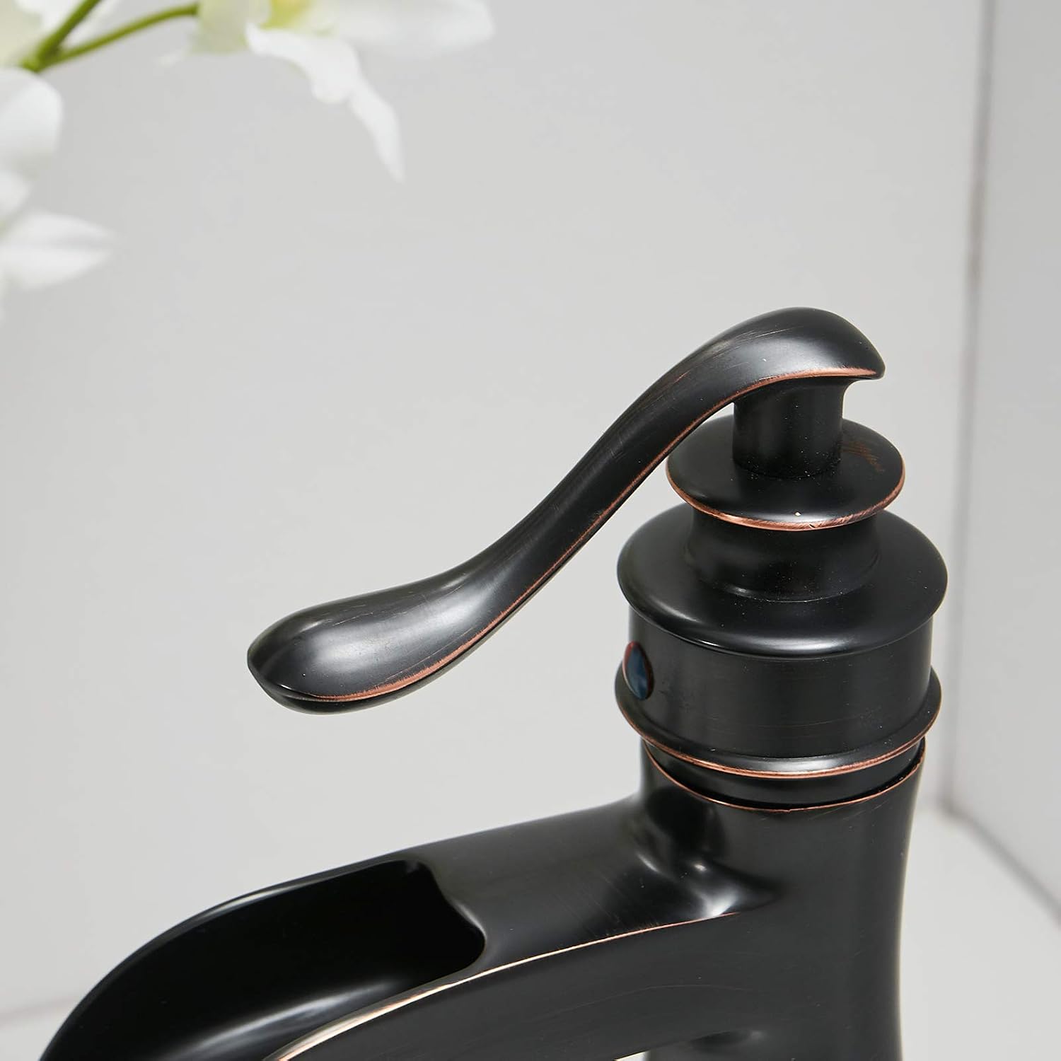 Promo 40% OFF BATHLAVISH Vessel Sink Faucet Oil Rubbed Bronze Bathroom Waterfall Spout Farmhouse Single Hole Faucet Single Handle for Sink Lavatory Faucets with Pop Up Drain Without Overflow Supply Line Lead-Free