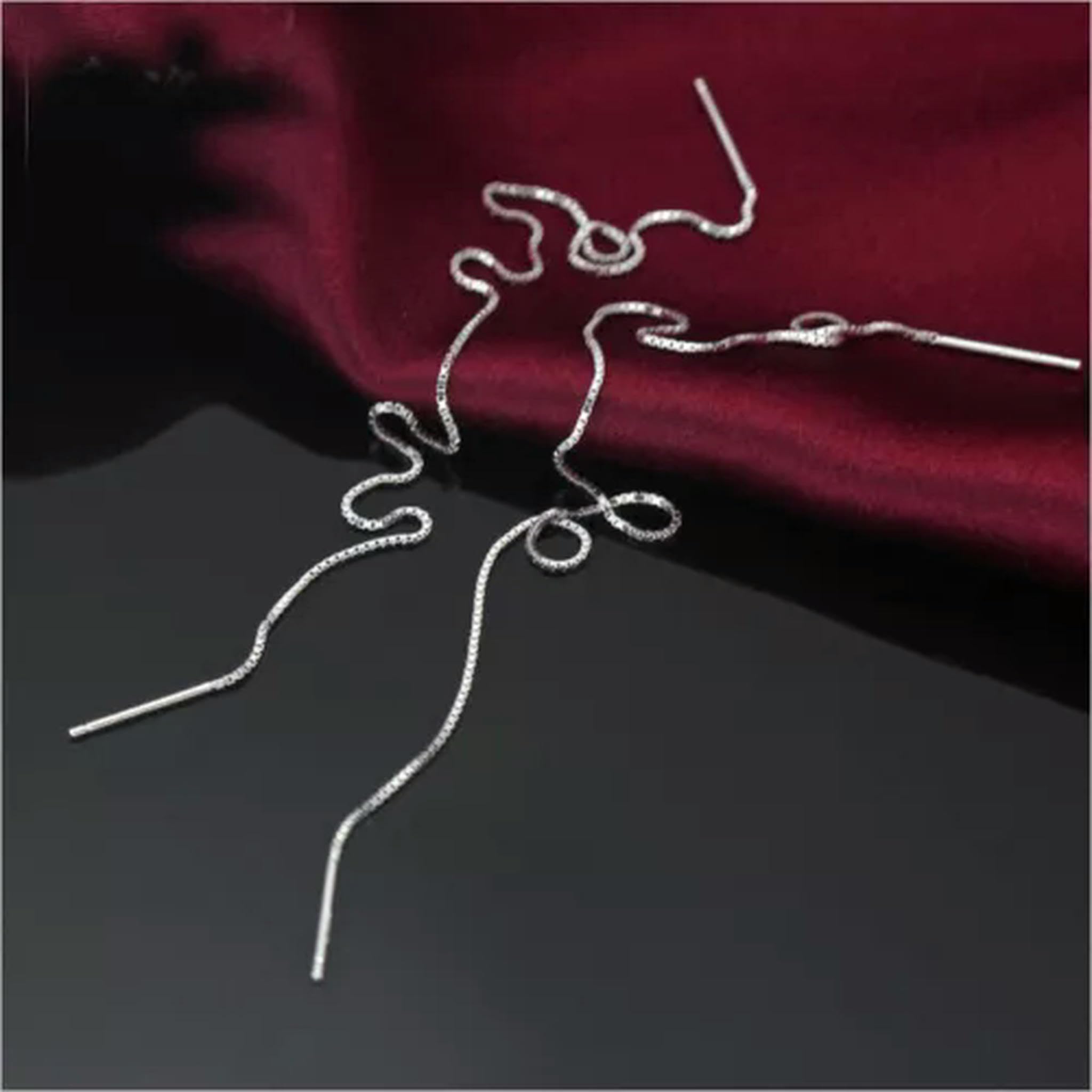 ISCBAFYX 925 Silber 12 mm Einfädler Durchzieh-Kastenketten-Ohrringe 10-22CM-14CM