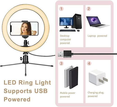 Miniatura 3 de Anillo de luz LED de 10 pulgadas con soporte para teléfono y trípode Kit de soporte de estudio video belleza selfie