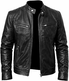 Jaqueta de couro ecológico masculina estilo motoqueiro
