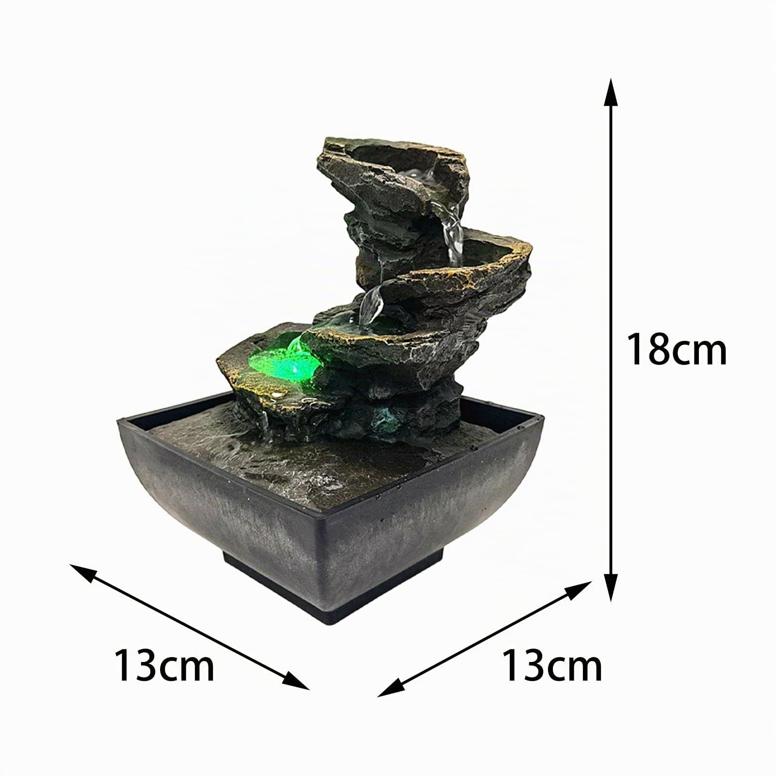 Fuente de Mesa Decorativa Fuente Cascada Interior con Bomba Estilo Roca Ornamental de Resina con Luz Led Adecuada para Decoración del Hogar