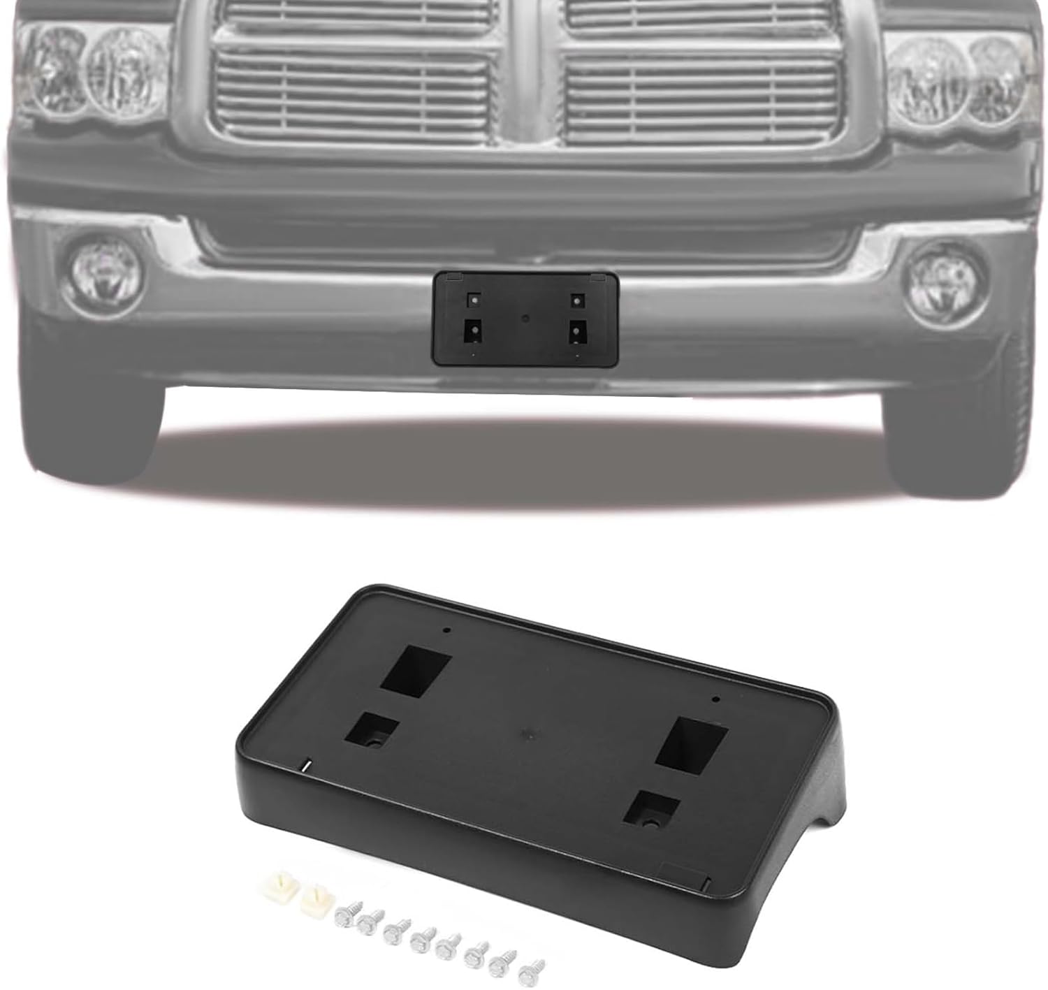 RAZPOY for RAM License Plate Frames, Front Bumper License Plate Holder Mount Bracket Compatible with 2002-2009 Dodge RAM Exterior Accessories, Black