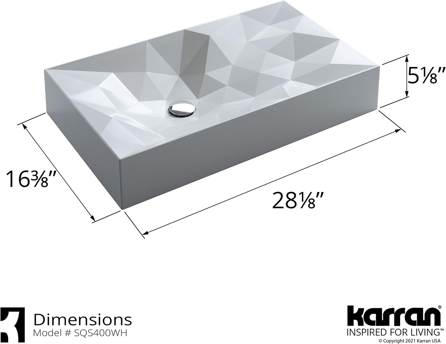 Karran Diamond SQS400 Quartz 28 in. Bathroom Vessel Sink in Black