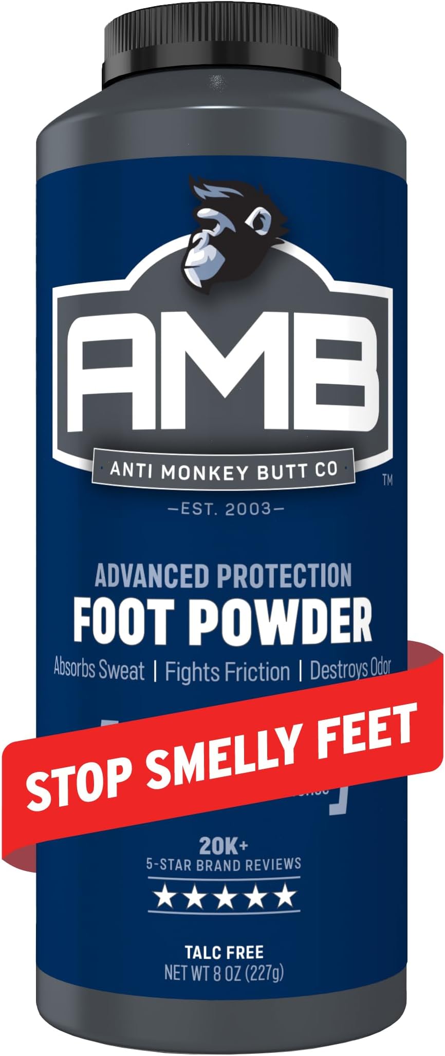 Anti Monkey Butt Foot Powder, Medicated Odor Eliminator and Soothing Itch Relief with Calamine, Antifungal Formula for Long Lasting Relief, 8 oz