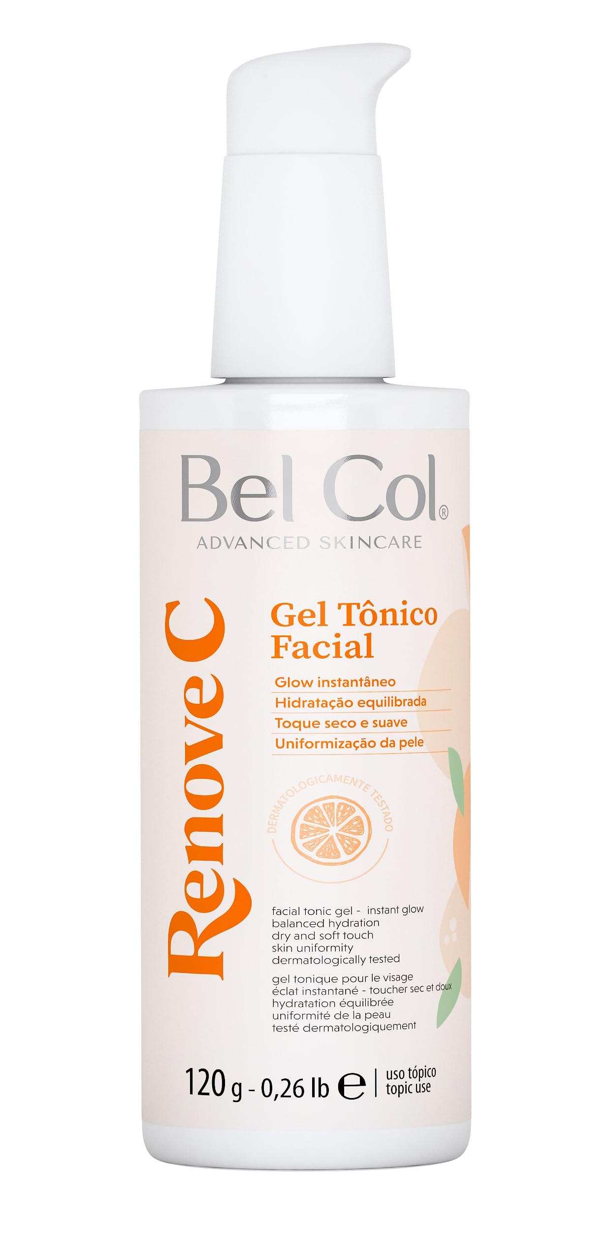 Gel Tonico Facial Vitamina C Glow instantâneo hidratante toque seco suave uniformizador