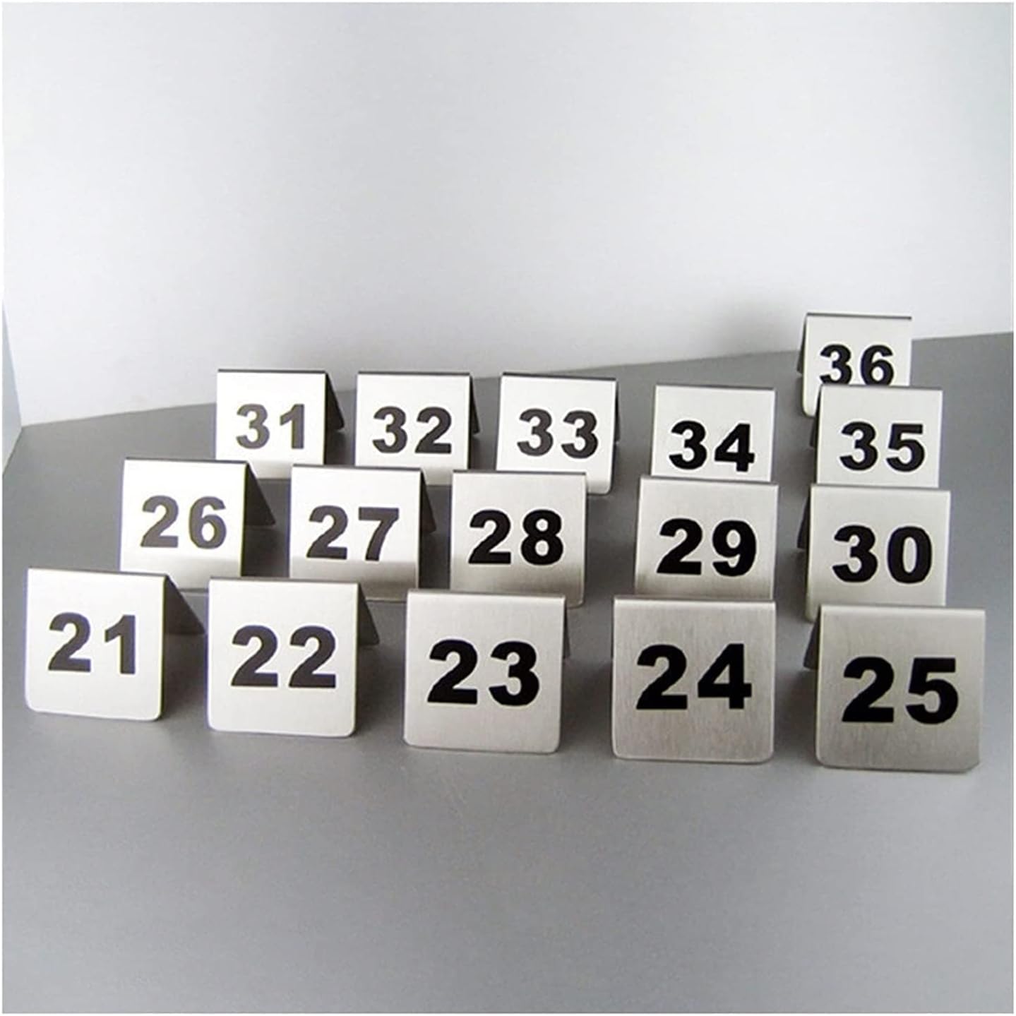 Table Numbers, Stainless Steel Restaurant Place Number Plate,Double Sided Table Number Table Plate Digital Restaurant Card, 50x50mm (Color : 1-100) (1)