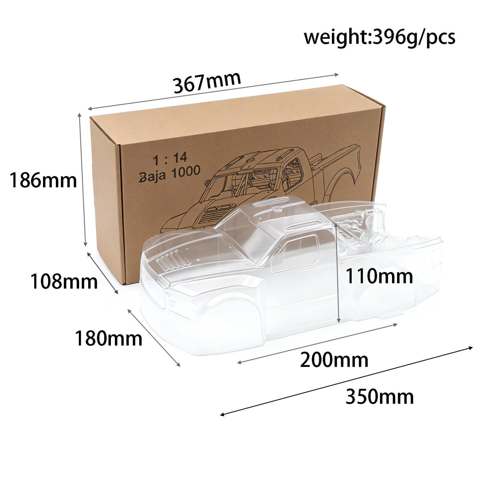 RC Car Karosserie Ersatzteil Gehäuse Ersatz für 1 14 Modellautos Leichtgewicht Stoßfest PC Material für Modellfahrzeuge Bastler