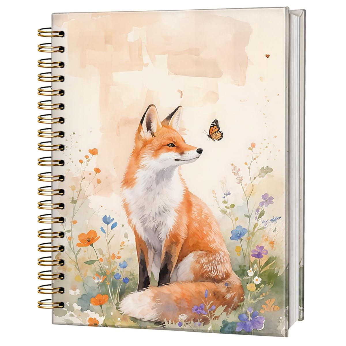 FLVGE Cute Notebooks for Women Girls Fox Lovers, Fox Watercolor Spiral Notebook Journal, Fox Gifts, College Ruled Hardcover Spiral Notebook Journal