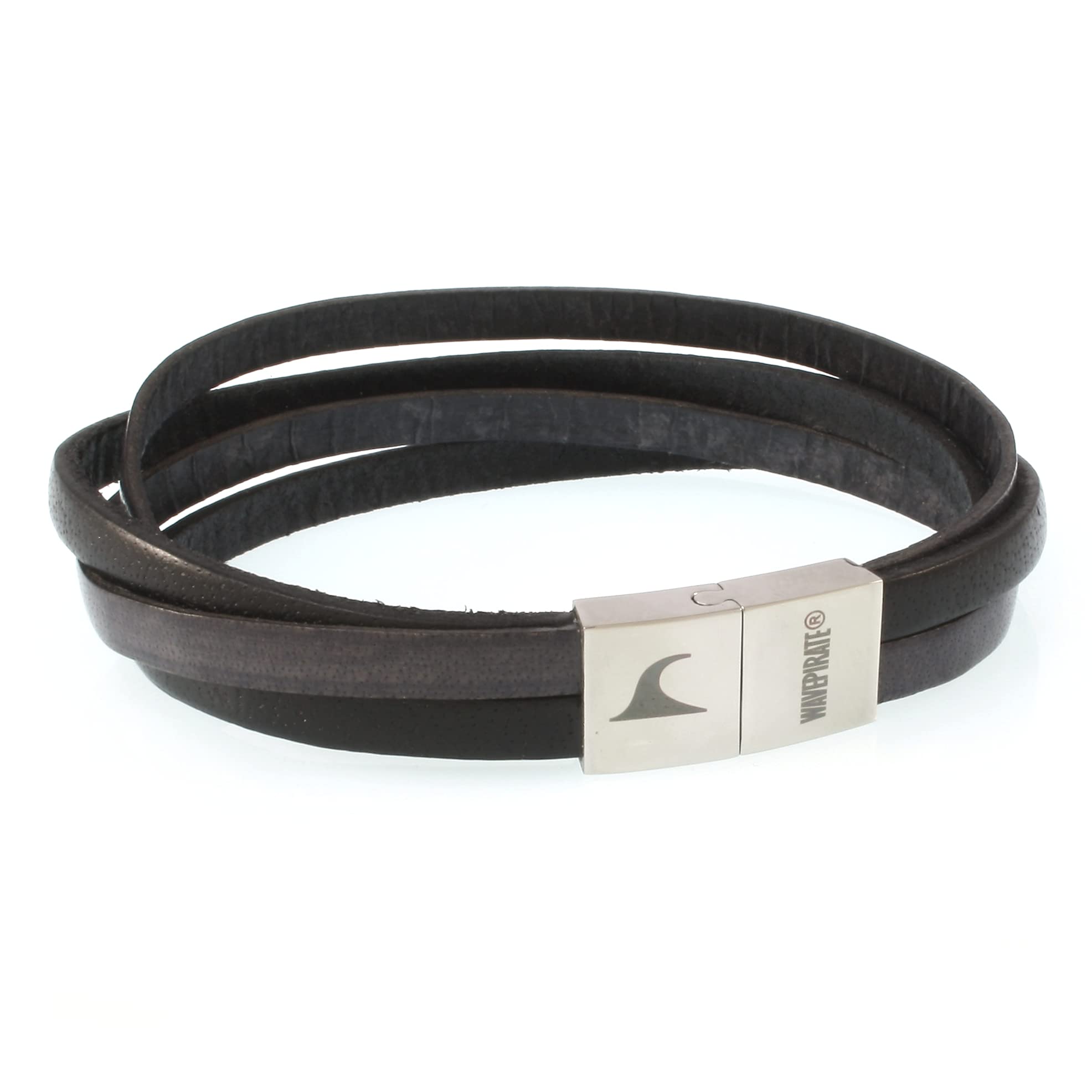 Echt Leder-Armband Twist Schwarz Grau Herren Männer