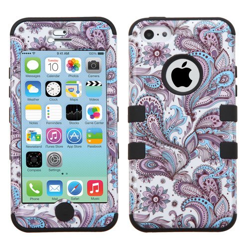 Wydan Compatible Case for iPhone 5C - Tuff Hybrid Shockproof Case Protective Heavy Duty Phone Cover - Paisley for Apple