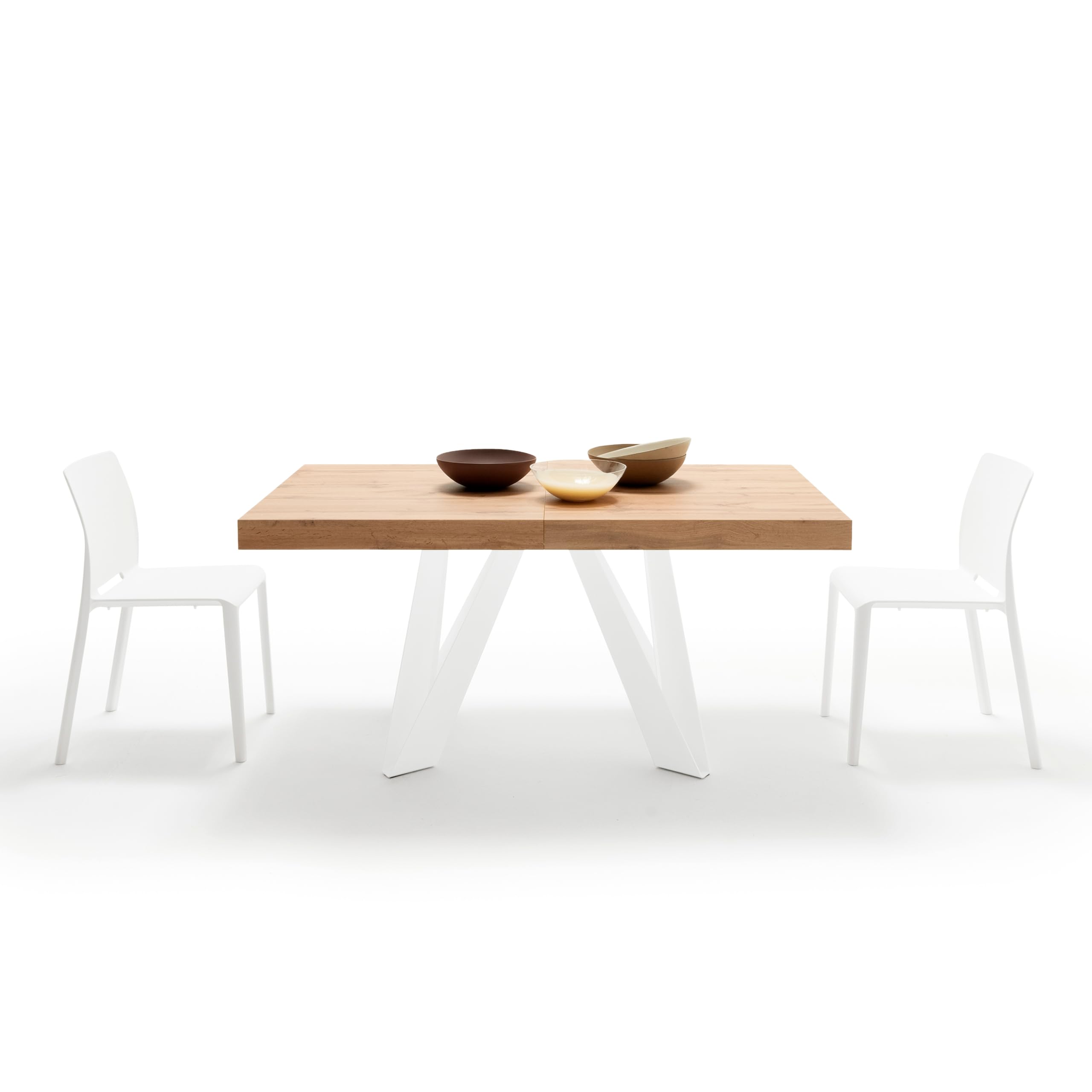 MOBILI FIVER, Table Extensible Romina 160 (240) X 90 cm, Bois Rustique avec Pieds en Fer Blanc, pour 6-10 Personnes, Table Extensible pour Cuisine, Salon, Made in Italy