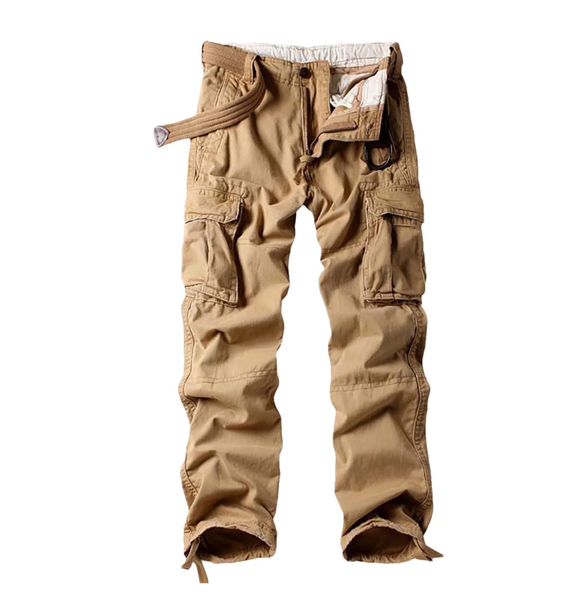 Generic Men Fashion Cargo Pants Pocket Joggers Straight Loose Baggy Pants Hiking Lightweight Work Trousers