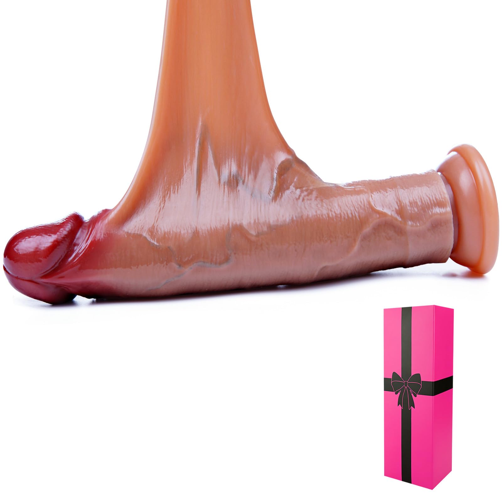 Fallo gigante realistico da 26 cm con pelle scivolosa e dildo in silicone a doppia densità ispessito Fallo grasso punto G con forte ventosa per uomini e donne Fallo strap-on per sesso vaginale o anale