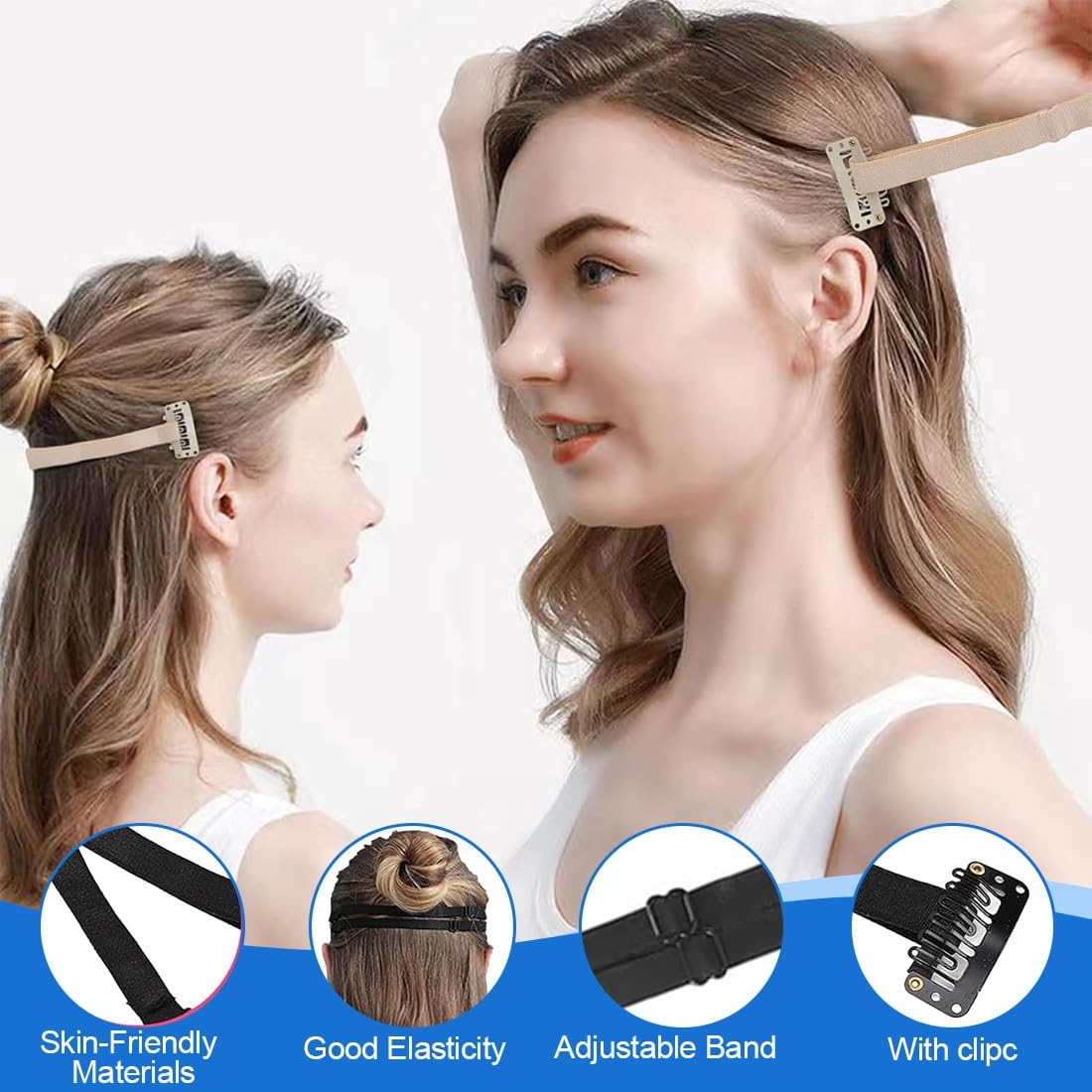 3 Piezas Face Lift Band Face Lifting Hairpins, Cinta de levantamiento facial instantáneo, para Eliminar las Arrugas en la Cola de los Ojos, 3 Unidades (Negro + Marrón+Albaricoque)
