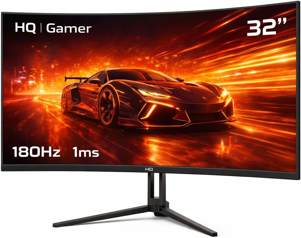 Monitor Gamer HQ Ultra 32" Curvo 1ms, 180Hz, Quad HD (QHD) - 2560x1440, AMD FreeSync, HDMI, DP, HQ32C180