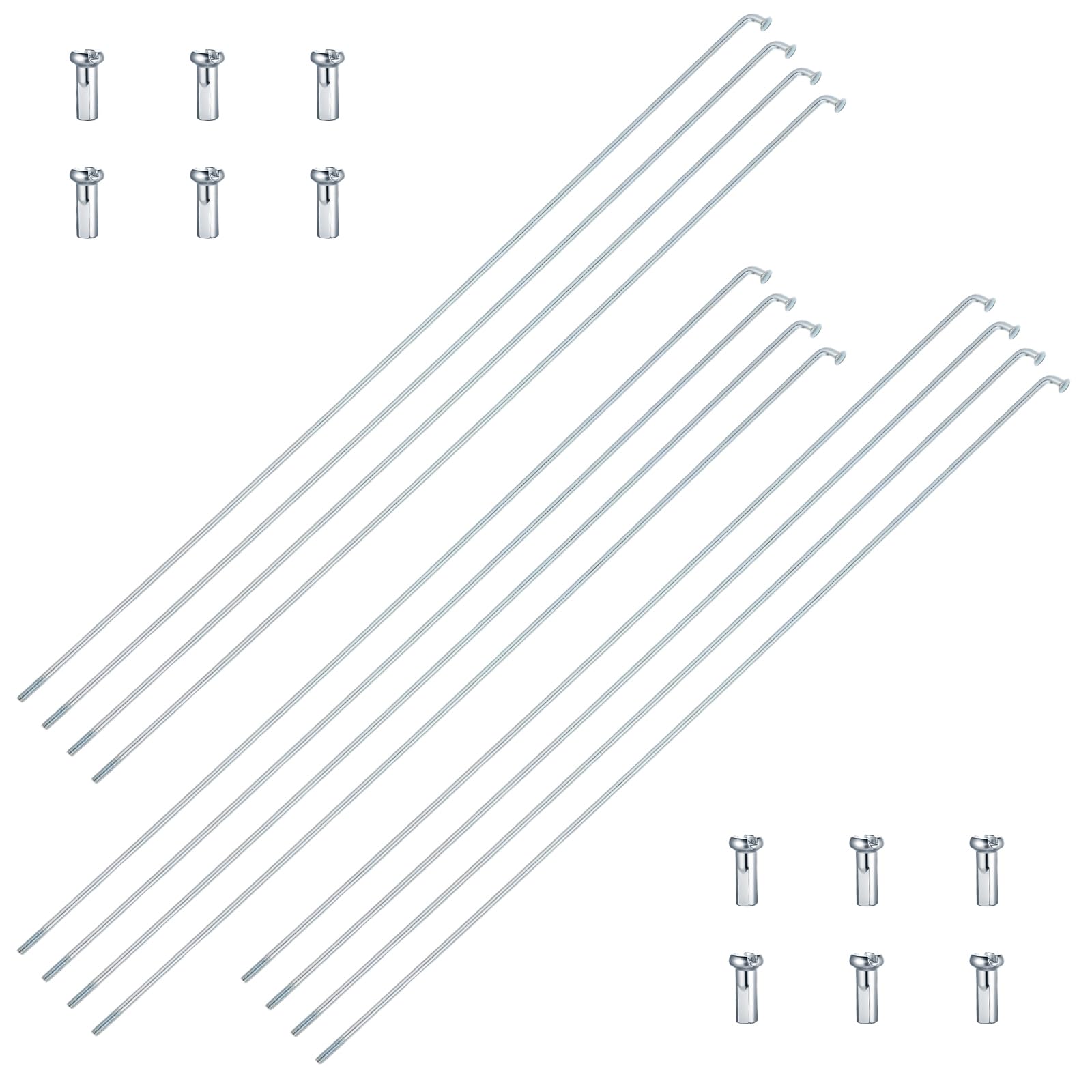 12PCS Bicycle Spokes, 26cm Silver Bike Spokes, Stainless Steel Spoke with 14mm Spoke Caps, Universal Fit for Mountain Bike, Road Bike, MTB, Ebike, City Bike