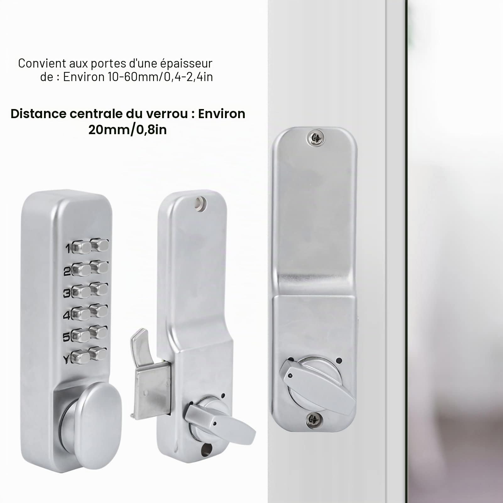 Serrure à Code Mécanique, Verrou de Porte Digital à Code Meuble Serrure a Combinaison avec Fonction de Réinitialisation pour Bureau, Cuisine