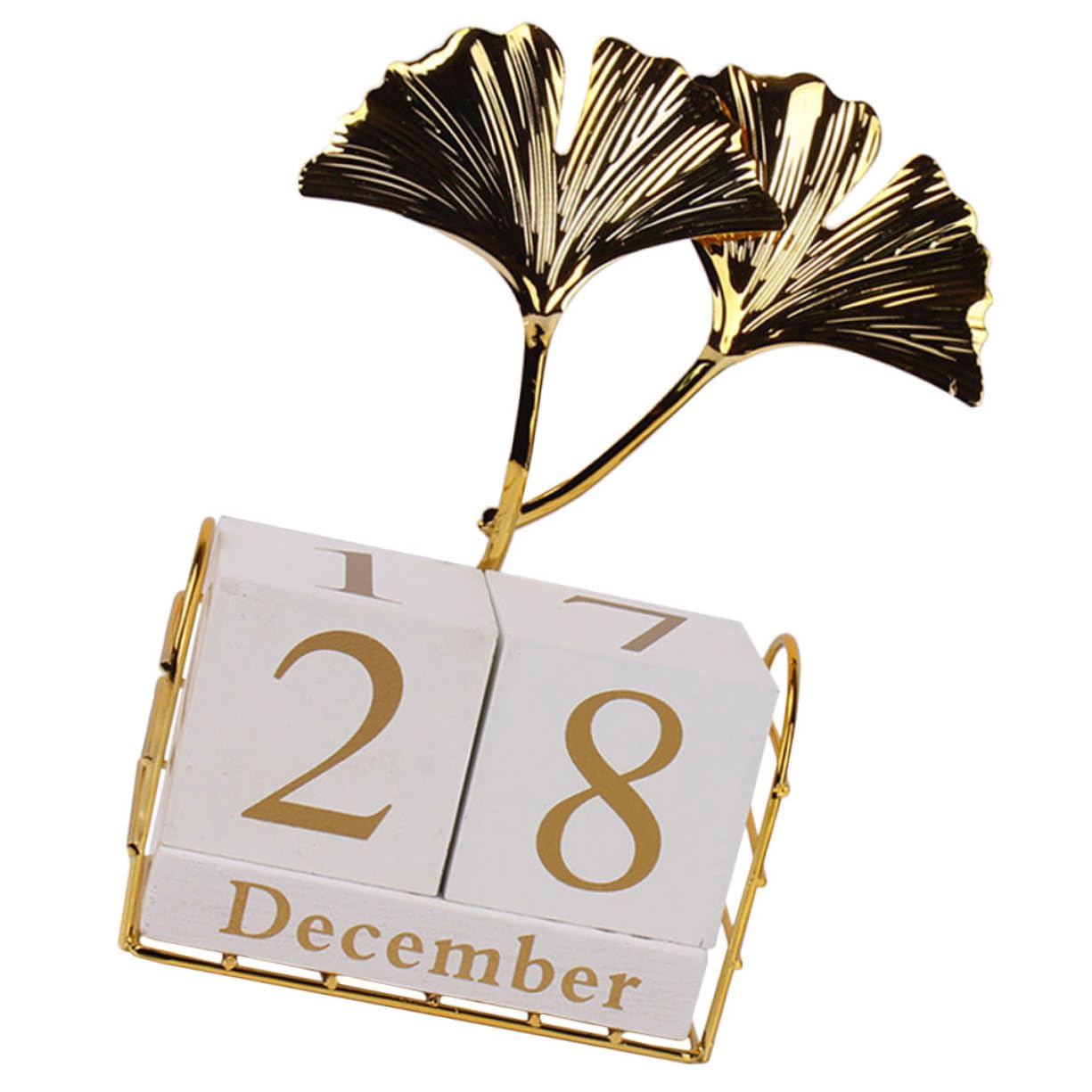 Tofficu Calendario Perpetuo da Tavolo Blocchi di Legno Calendario da Scrivania per Ufficio Visualizzazione Giorno e Mese Decorazione da Tavolo Elegante