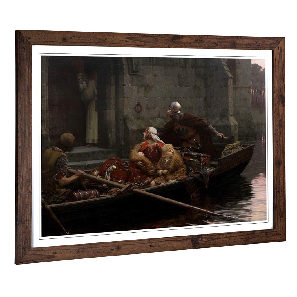 Big Box Art Framed Print of Edmund Leighton in Time of Peril Design | Wall Art Picture | Home Decor for Kitchen, Living Room, Bedroom, Hallway, Walnut, A2 / 24.5x18 Inch / 62x45cm