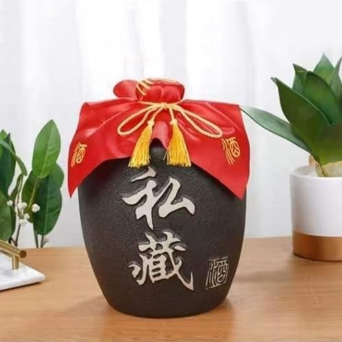 Miniatura 7 de Luxshiny Tarro de licor sellado con paño rojo y borla botella de vino chino de loza para almacenamiento y decoración del hogar