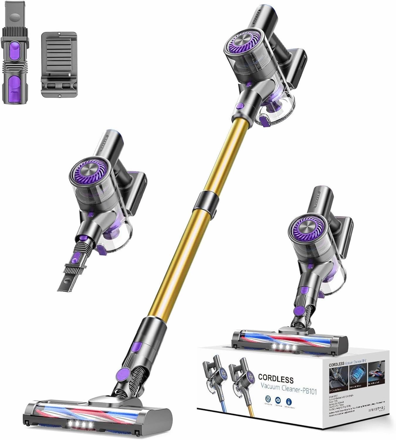 Cordless Vacuum Cleaner Vacuum Cleaner for Home with 80000 RPM High-Speed Brushless Motor Up to 40 Mins Runtime