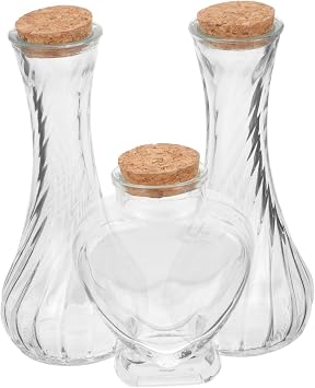3pcs Wedding Sand Ceremony Kit Glass Sand Bottles Keepsake Cork for Wedding Unity