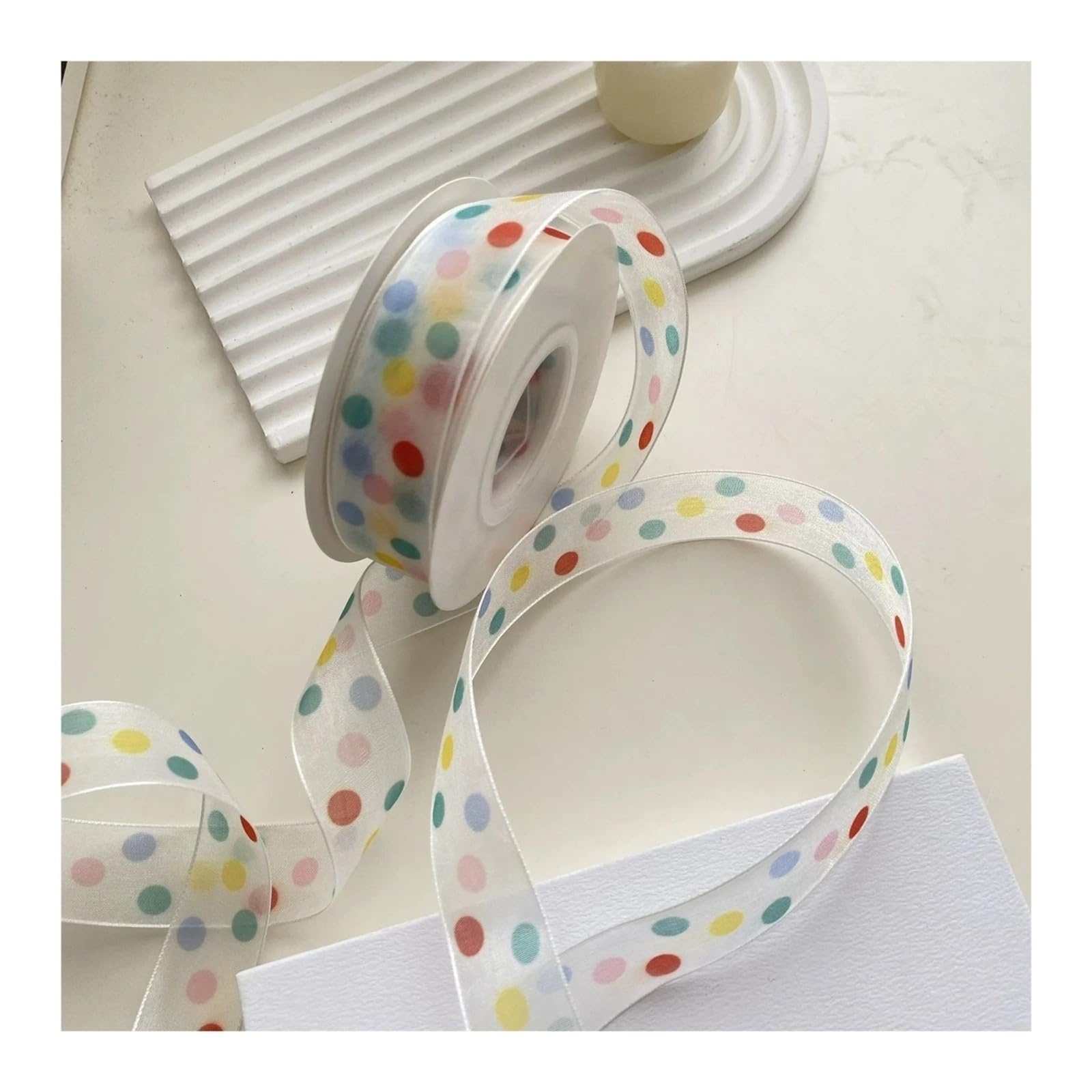 Generico Cinta de organza 25 años con puntos, cintas hilo transparente