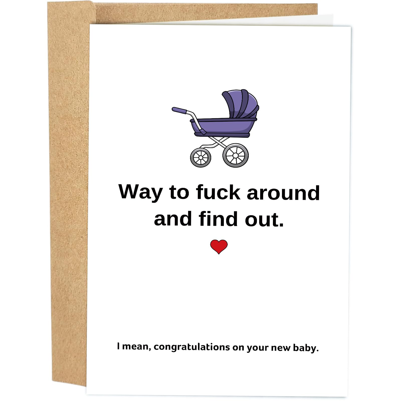 Funny Baby Shower Card for Girl Boy, Lovely New Baby Congratulations Card, Congrats on Pregnancy Card for New Mom Dad Parents, Way to F Around and Find Out
