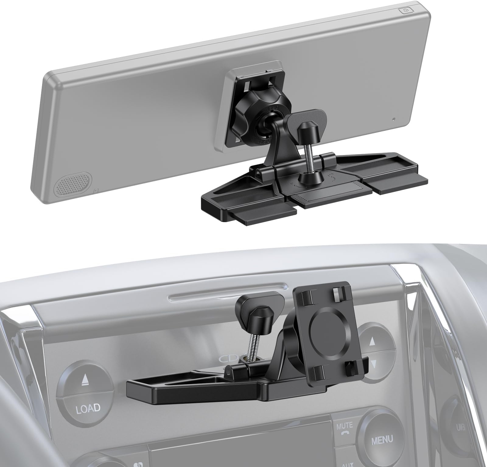 CD Slot Mount for CarPlay Screen 360° Rotation Tool-Free Installation Sturdy and Secure Compatible with in-Car Monitors CD Slot CarPlay Mount