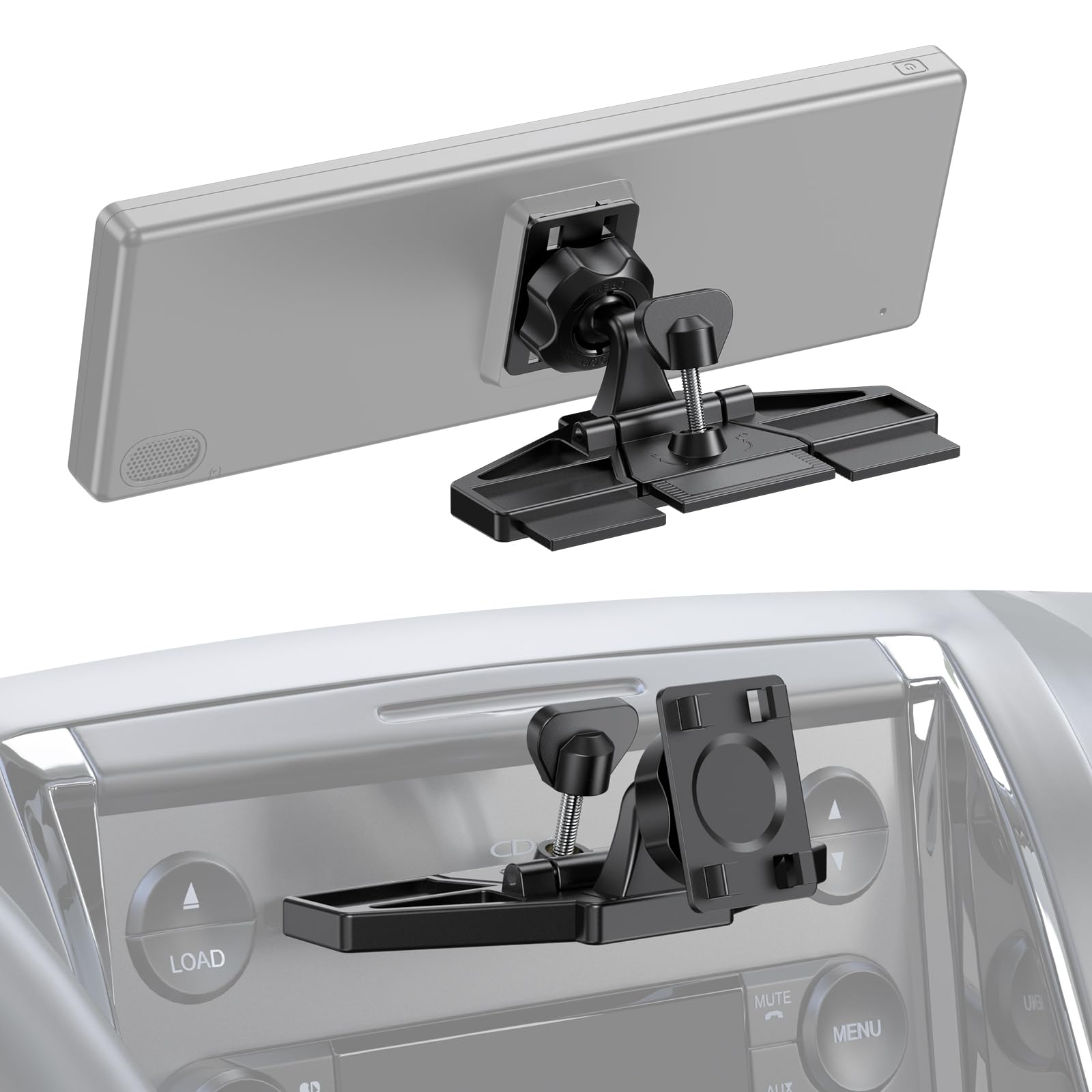CD Slot Mount for CarPlay Screen 360° Rotation Tool-Free Installation Sturdy and Secure Compatible with in-Car Monitors CD Slot CarPlay Mount