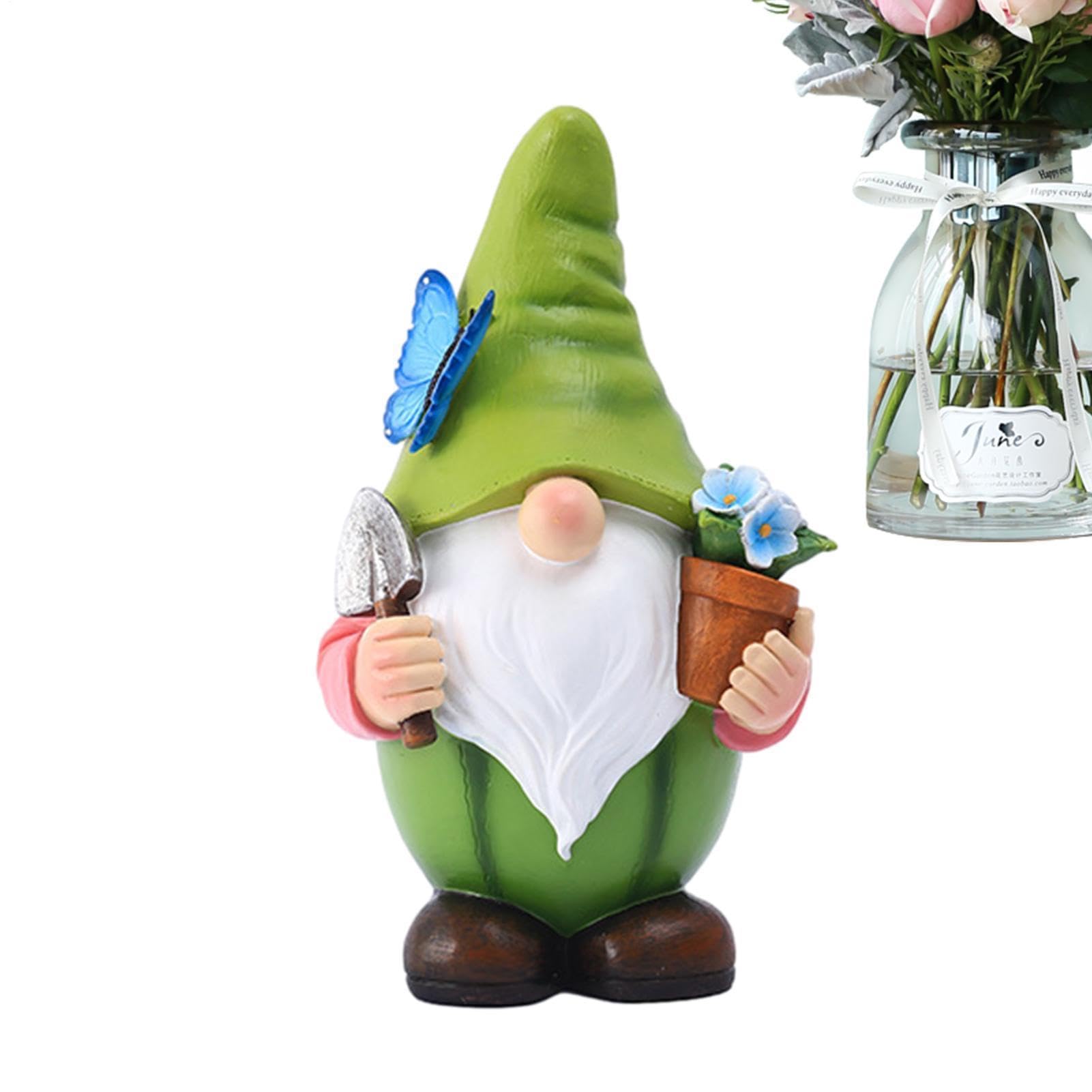 Generico Gnomi Da Giardino Statua Da Esposizione In Resina Con Luce Solare | Scultura decorativa per prato, giardino, patio, cortile, balcone, terrazza, bordo piscina, esterno