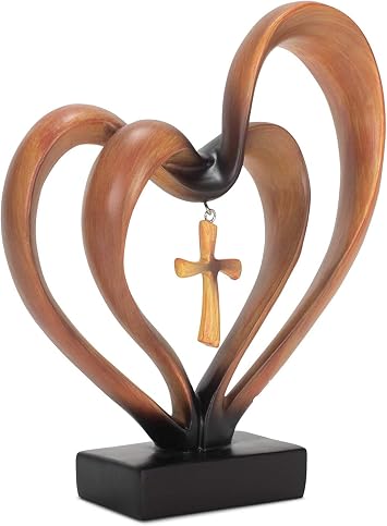 Dicksons Marriage Takes Three 8.5 x 9.5 Resin Stone Pedestal Table Top Decoration Brown