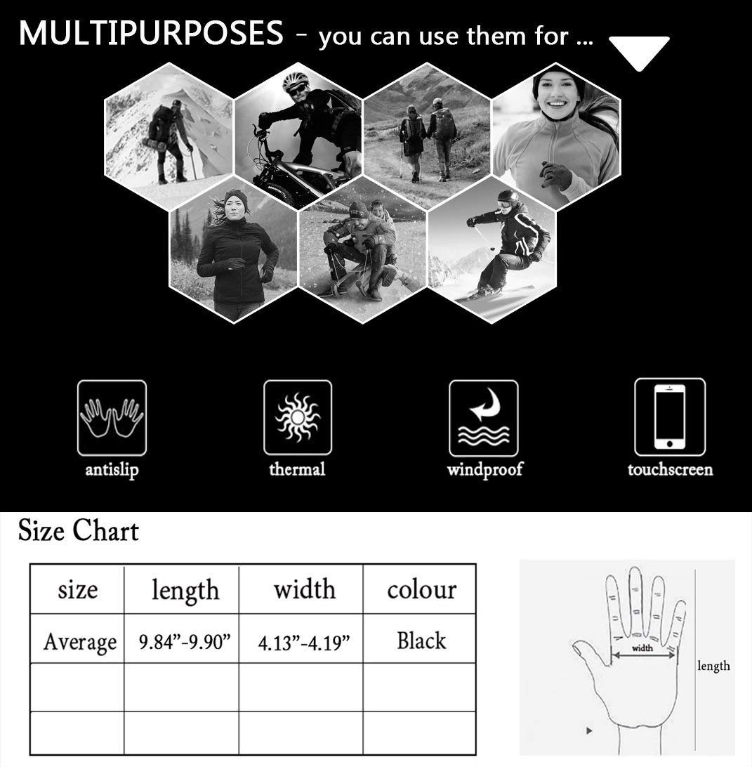 Guanti Invernali HITNEXT Touch Screen, 2 Dita Scoperte, Per Bicicletta Moto Sci, Con Pile Interno E Palmo Antiscivolo, Unisex, Regalo Natale