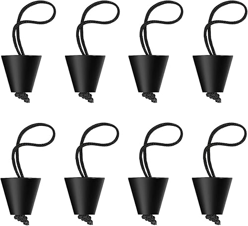 Kit de 8 tapones para kayak, tapón universal de silicona con orificios de drenaje, tapón con cordón, accesorios de kayak