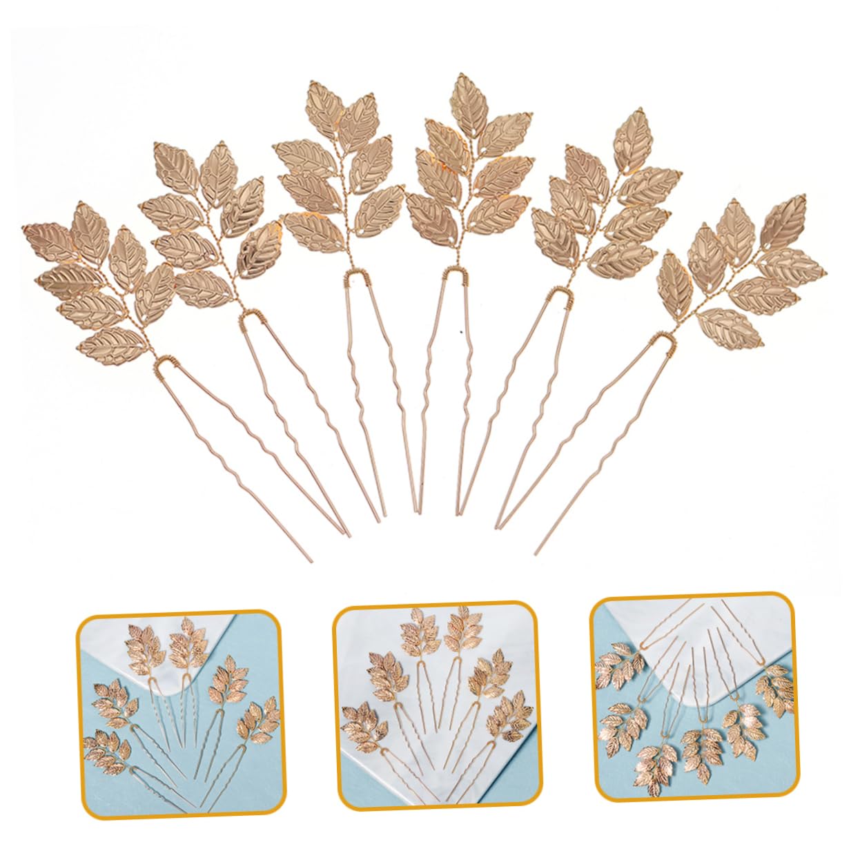 FRCOLOR 5 Sets Dekorative Haarnadel Braut Hochzeit Haarschmuck Haarkamm Für Die Braut Gold Haarnadel Für Frauen 6 Stück * 5