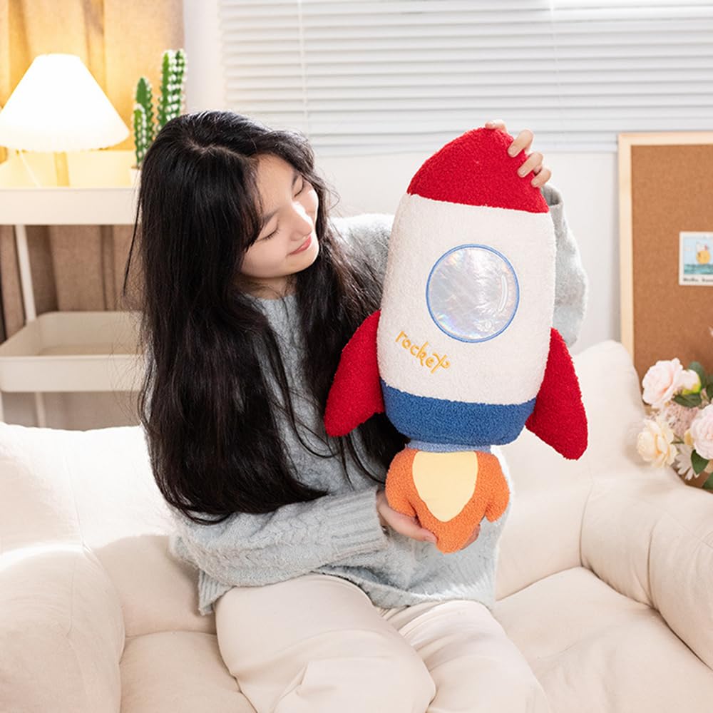 NatureMan Cuscini astronauti in peluche, decorazione per la stanza a tema spaziale, per ragazzi, ragazze, feste di compleanno, (razzo)