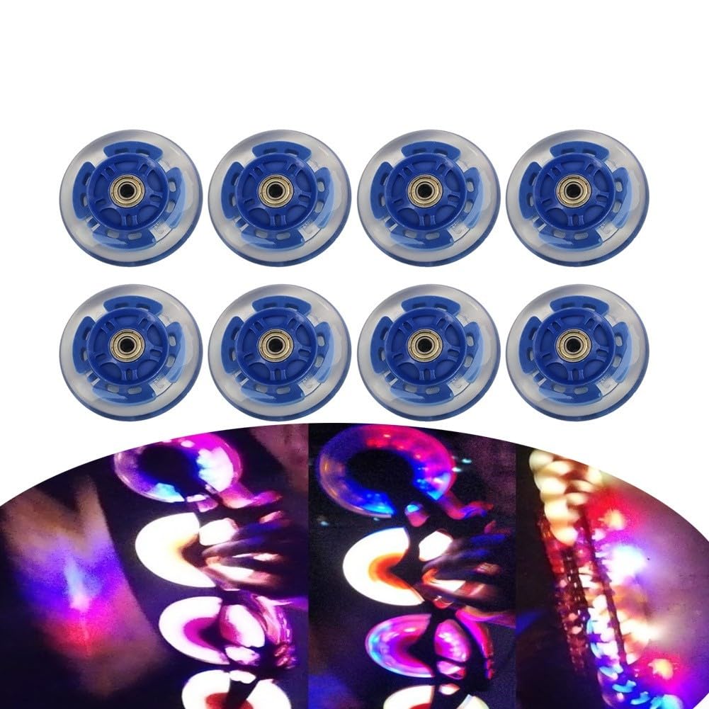 Ruedas de patines en línea 82A 64/70/80mm – Ruedas autoalimentadas con LED intermitentes, ruedas de poliuretano resistentes al desgaste para scooters y cochecitos, 8 piezas (70 mm) — view 5