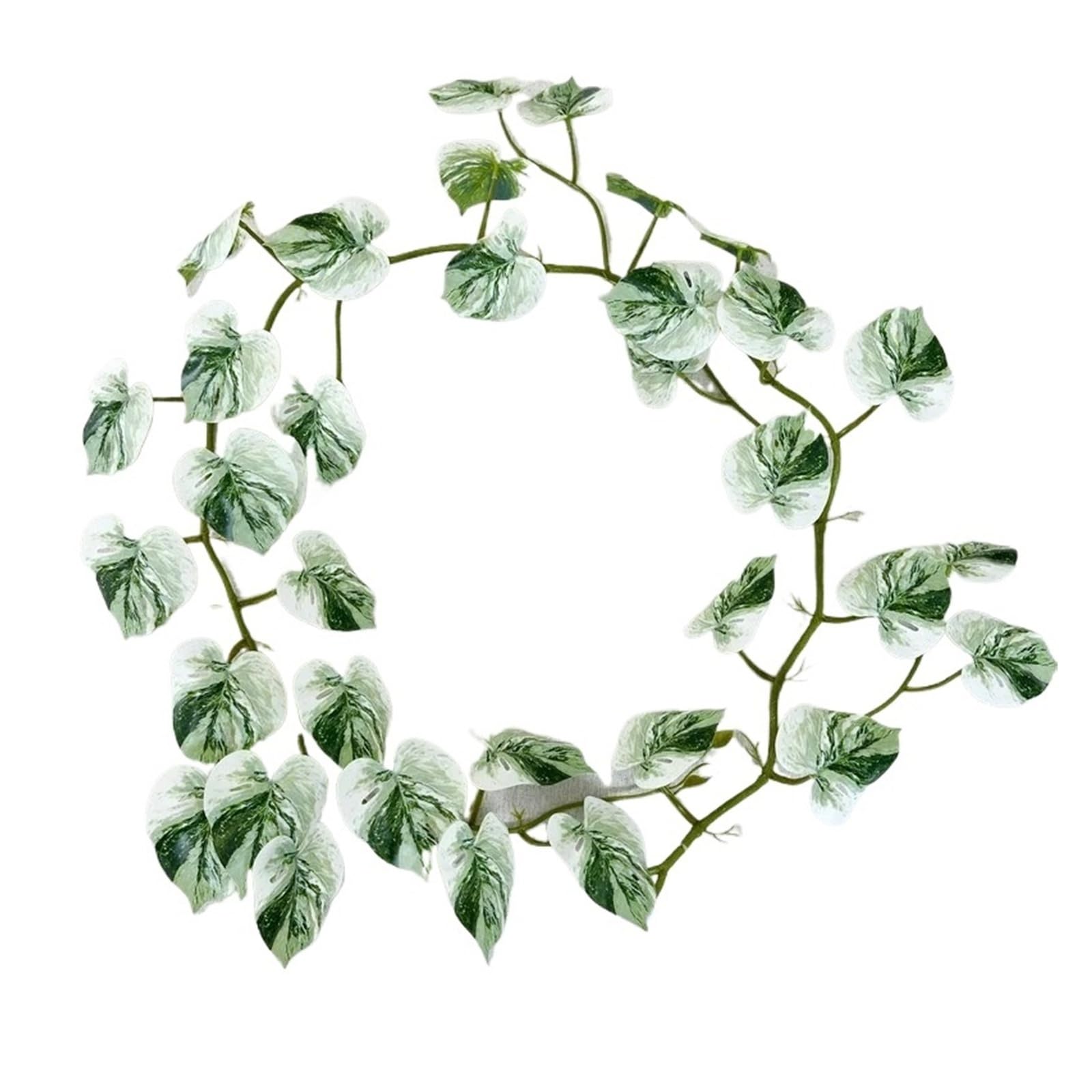 2pcs1.8m Artificial Lens Leaves Silk Plants Vines Floral Auditorium Decoration Simulation Leaf Green Plant Vine(White green Monstera)