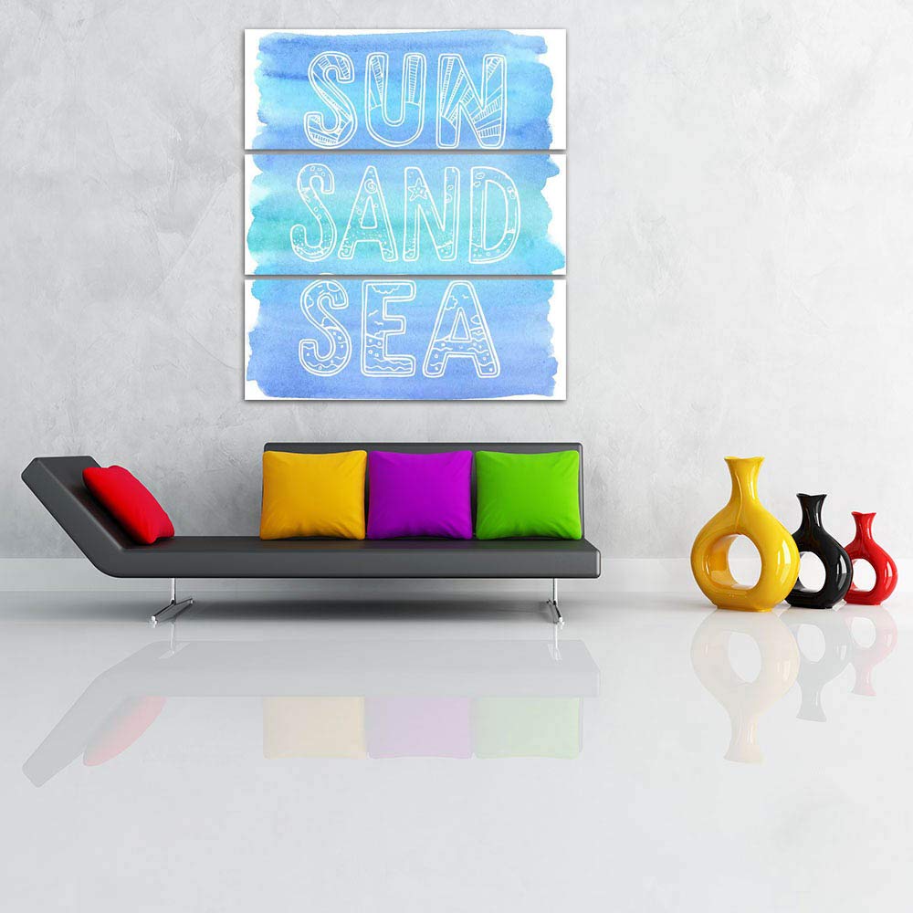 ArtzFolio Sun Sand Sea Split Art Painting Panel On Sunboard 18 X 20.2Inch