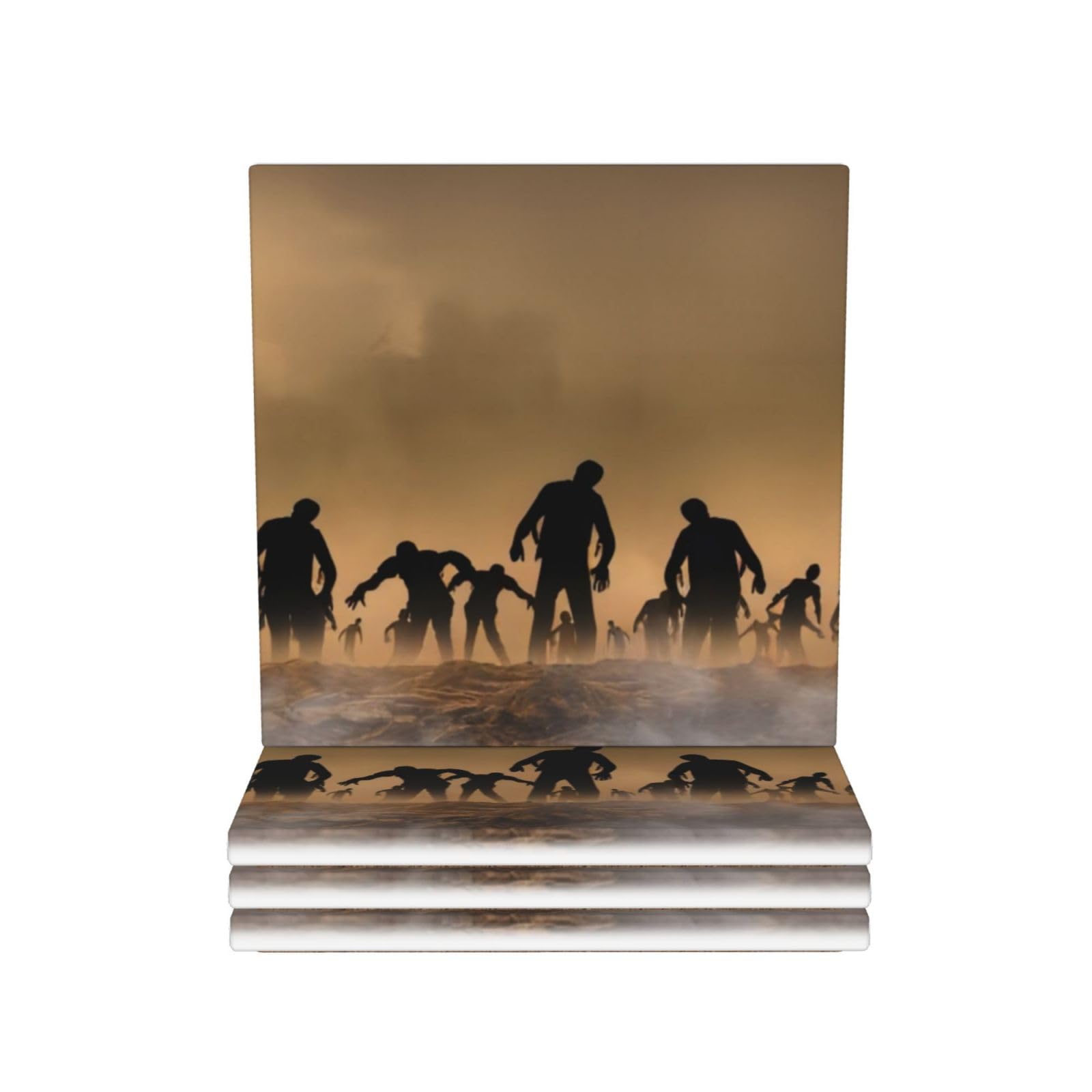 Dessous de verre ronds céramique zombie parfaits pour animer vos apéritifs d'Halloween