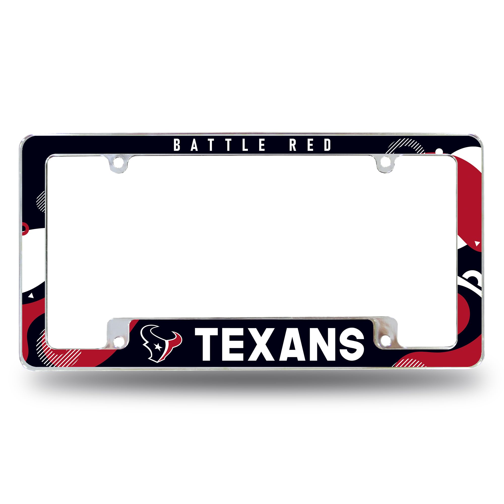 Rico Industries NFL Football Houston Texans Wave 12" x 6" Chrome All Over Automotive License Plate Frame for Car/Truck/SUV