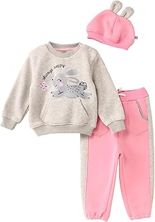 SIKA Girls Pajama Set Of 3 Pieces Long Sleeves Sweatshirt,Pants&Hat Always Happy Pajama Set (pack of 3)