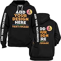 Custom Hoodie: Design Your Own Personalized Unisex Sweatshirt with Photo/Text - 20 Colors, 7 Sizes