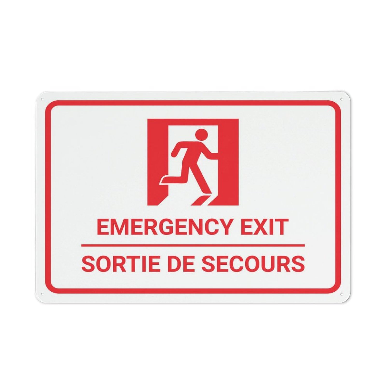 Sortie De Secours metalowa tabliczka (awaryjne wyjście dwujęzyczne) metalowa tablica rejestracyjna zabawny plakat znak blaszany dekoracyjne tabliczki metalowe do sypialni garażu kawiarnia 20 x 30 cm