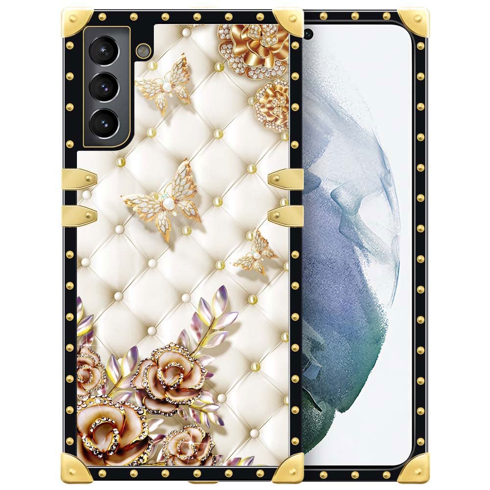 Yuning419Case Compatible with Samsung Galaxy S21,1 Diamond Butterfly S21 Case for Girls Womens,Luxury Soft TPU Shockproof Protective Hard PC Back for Samsung Galaxy S21 6.2 inch