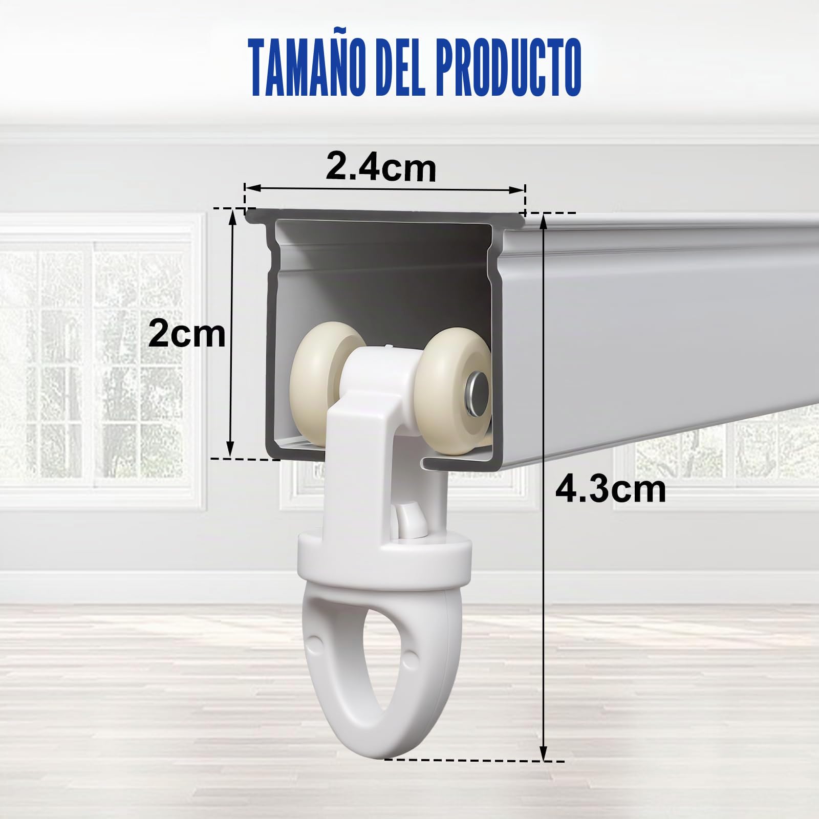 Riel de Cortina de Techo Aluminio 97-250 cm | Riel para Cortinas con Deslizadores y Ganchos | para Instalación en Techo y Pared | para Dormitorios, Salones, Oficinas y Baños