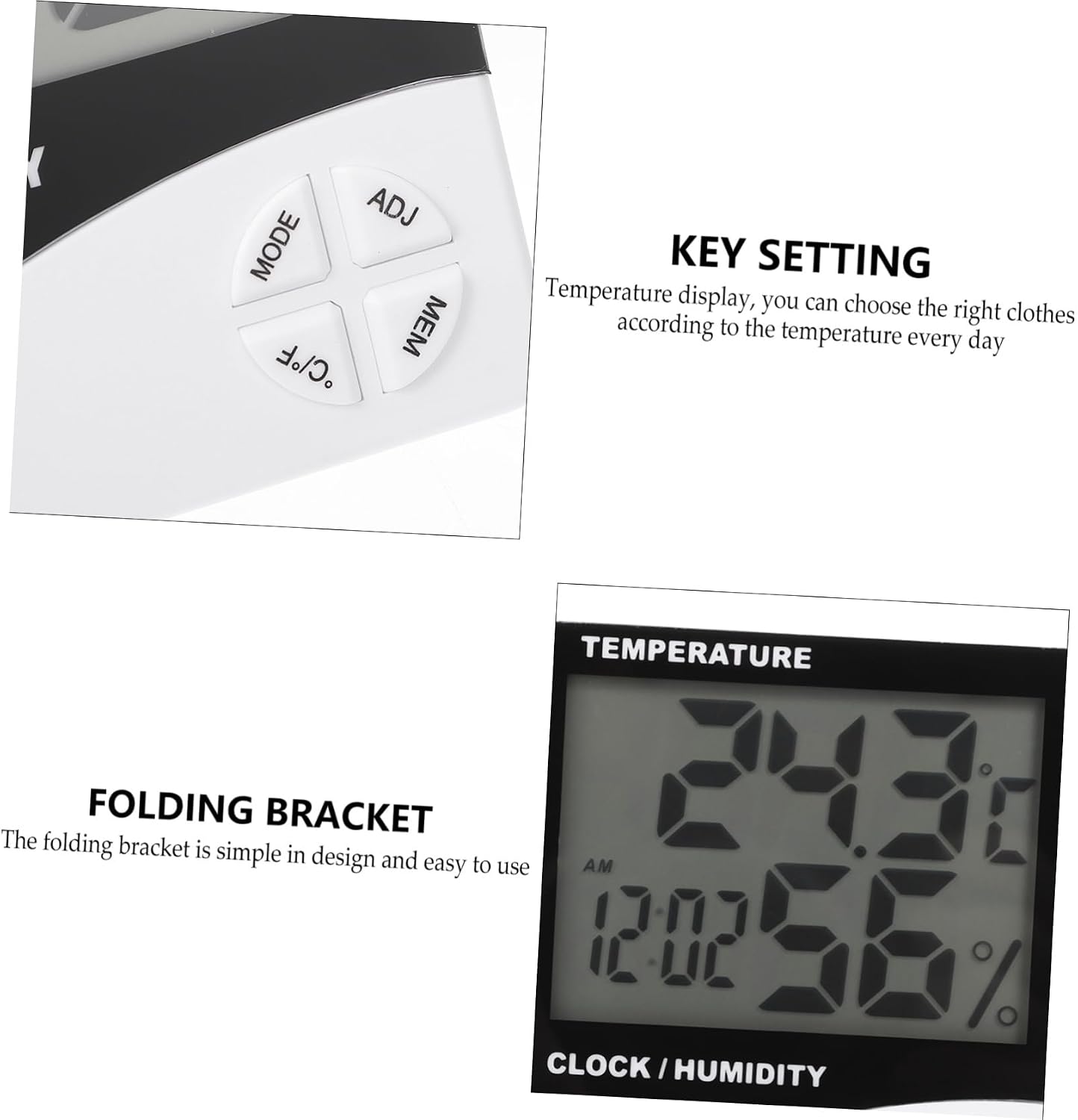 Alipis Creative Digital Thermometer Hygrometer Clock with LCD Screen