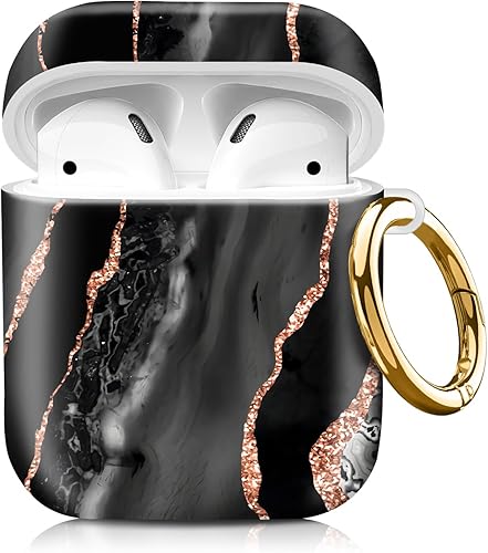 Compatible con funda para Airpod 1 y 2, carcasa protectora rígida con llavero, funda de diseño elegante para AirPod, ideal para mujeres, compatible